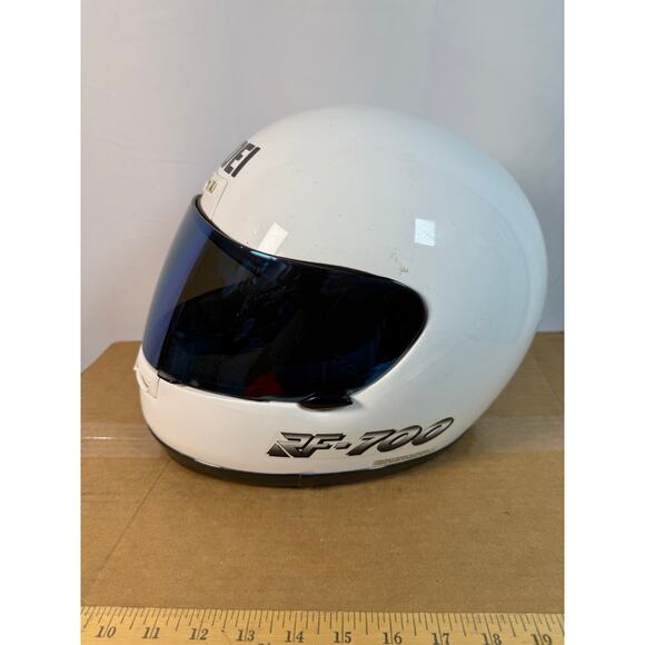 Shoei RF-700 Full Face Motorcycle Helmet White Blue Mirrored Visor DOT SNELL - Picture 3 of 8